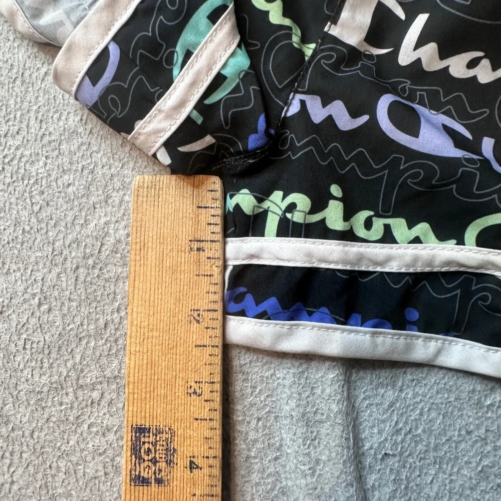 Champion‎ Shorts Girls 7/8 Black Script Logo Print Dolphin Athletic Activewear
